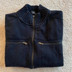 Calvin Klein Men’s Full Zip Ribbed Sweatshirt. Size: Medium, Color: Navy Blue